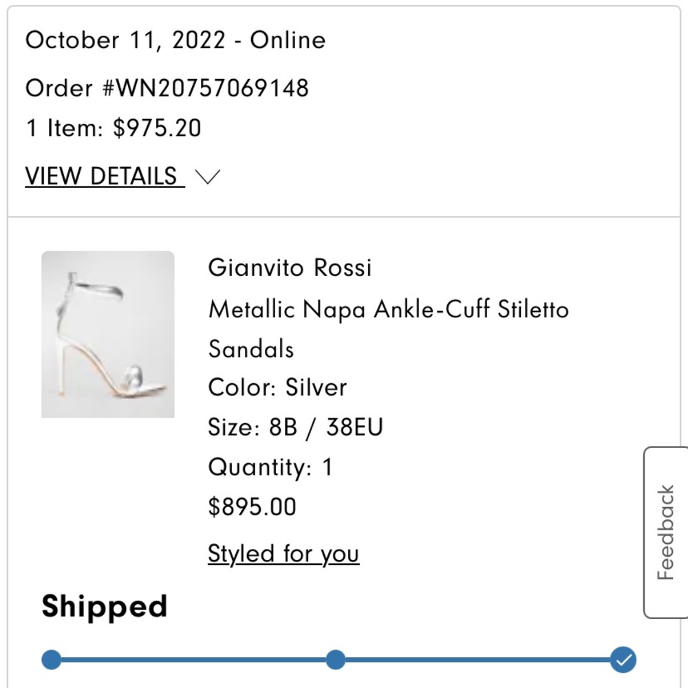 Gianvito Rossi
105mm Nappa Silk California
NMS21_X5MJ9
Size: 8B
Color: Silver - Picture 5 of 5